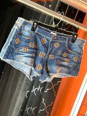 🌟 MUDD CLASSICS ⚜️BRAND NEW SIZE 15 🏷️ Vintage Low-Rise Embroidered Shorties 🤎